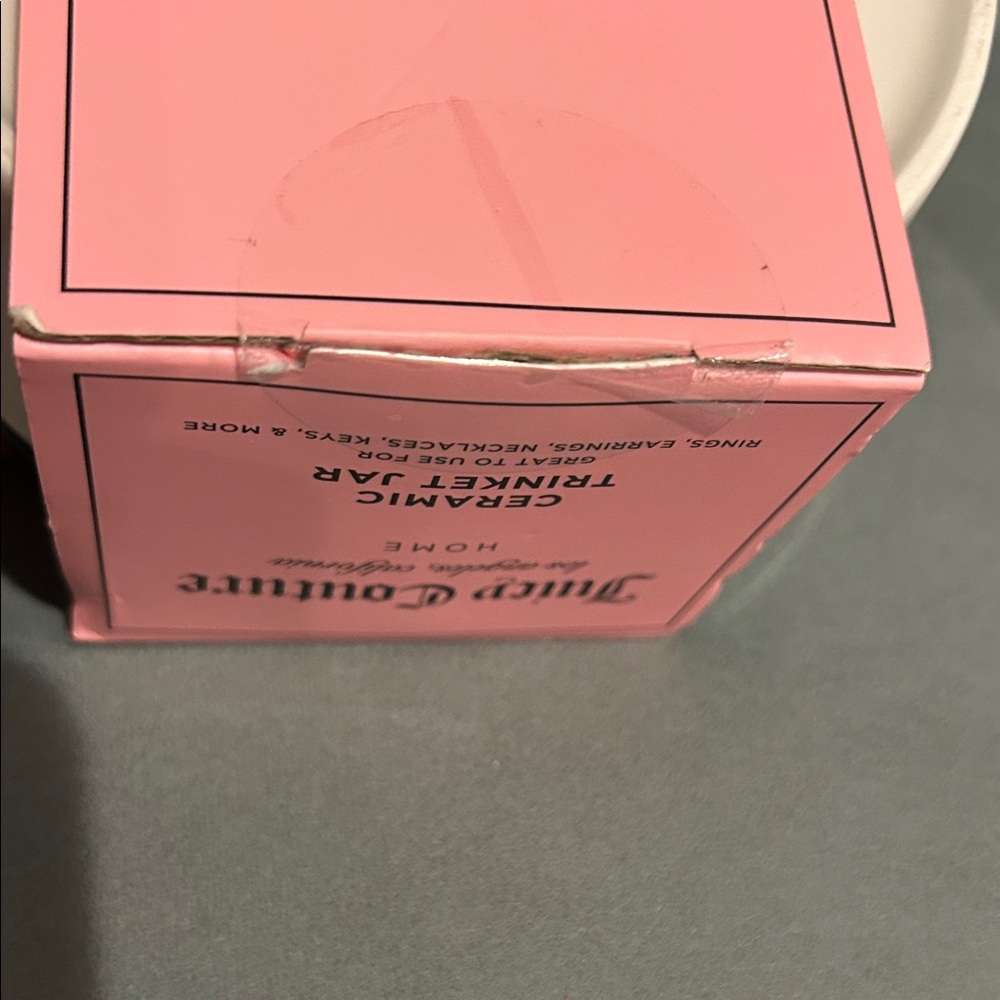 Juicy Couture Black and White Ceramic Jar with Pink Accents NIB - Picture 2 of 8
